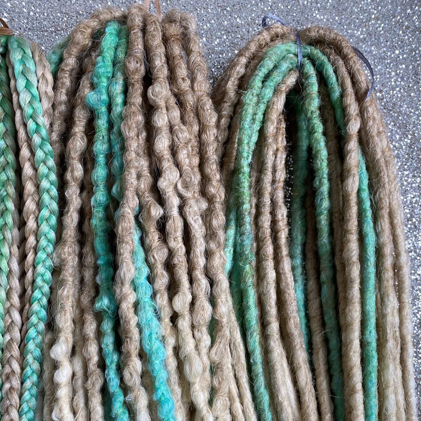 Synthetic Dreadlocks with Braids Blonde Ombre and Green Accents