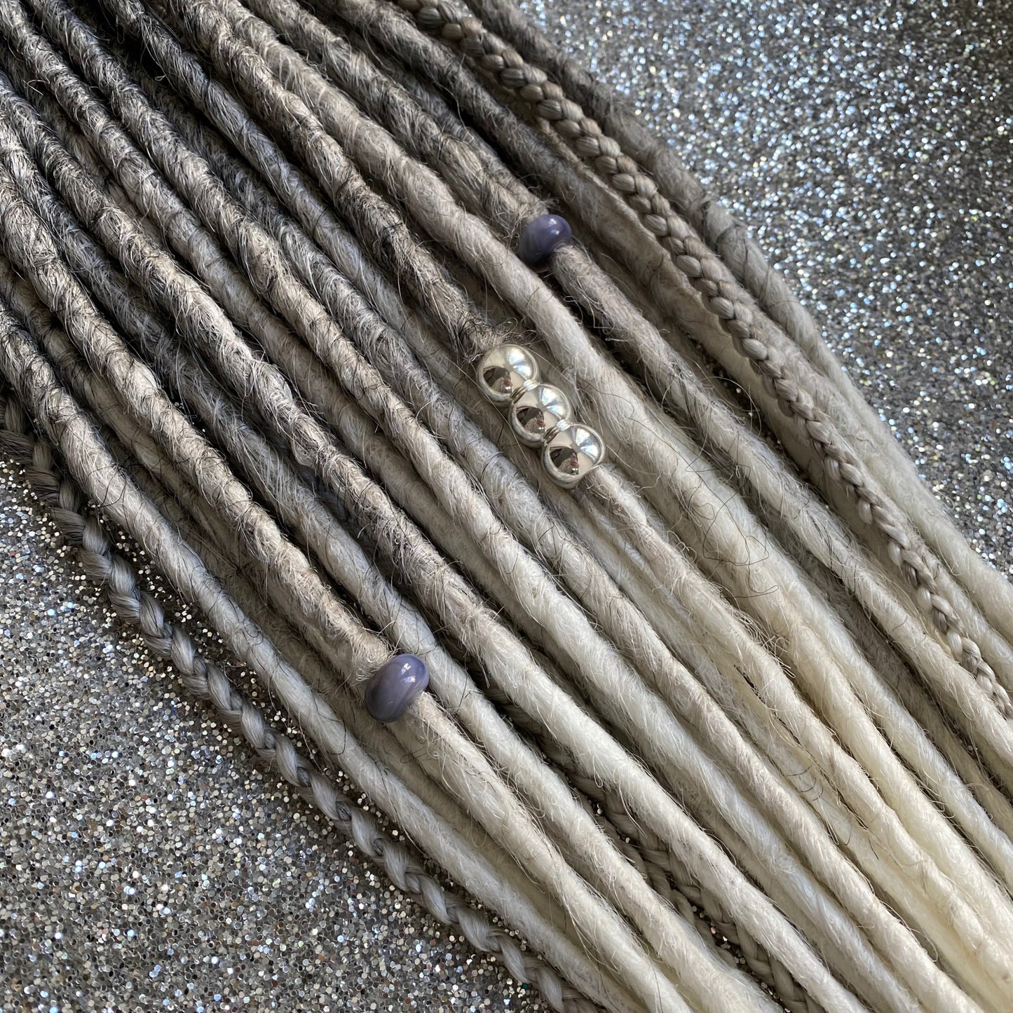 Synthetic Dreadlocks with Braids Warm Blonde or Gray to White Ombre