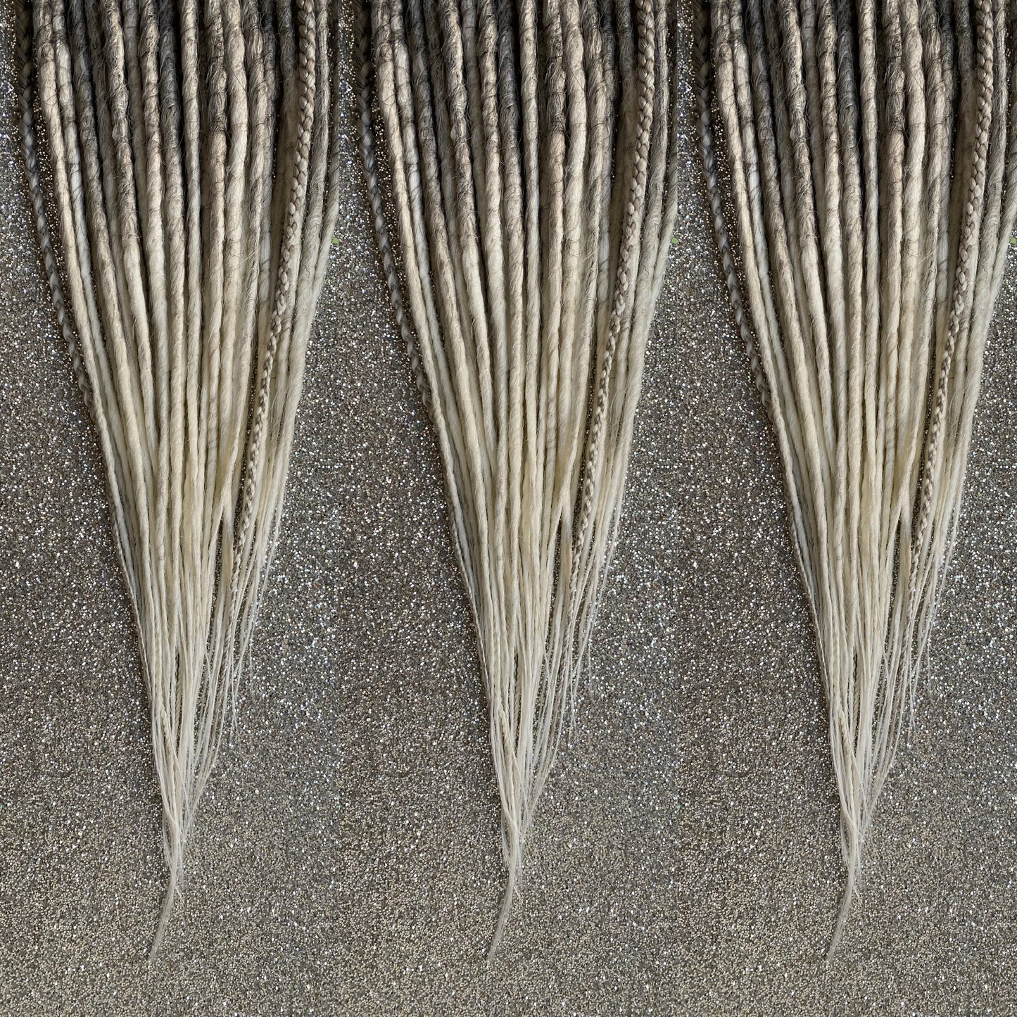 Synthetic Dreadlocks with Braids Warm Blonde or Gray to White Ombre