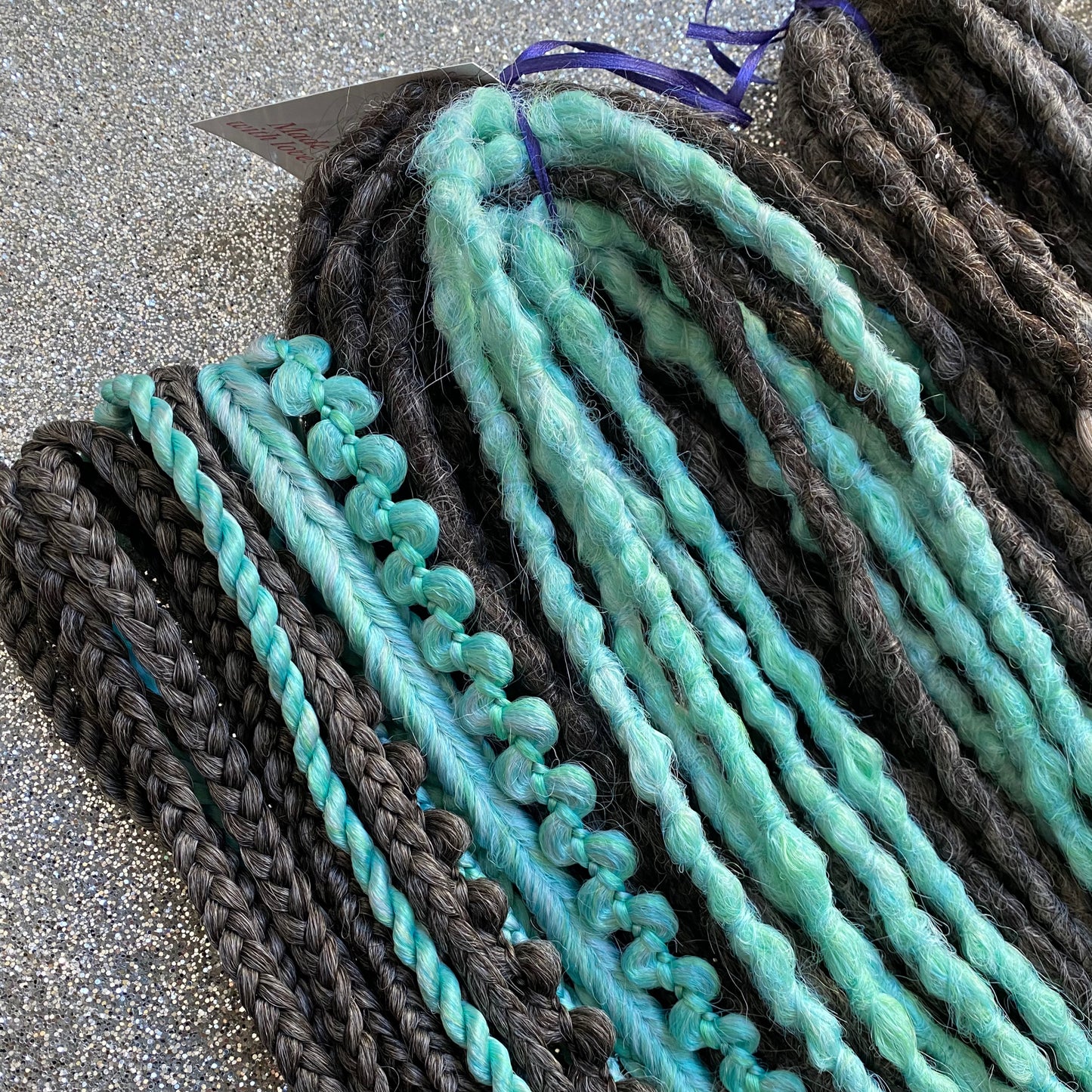 Synthetic Dreadlocks Gray Turquoise mix