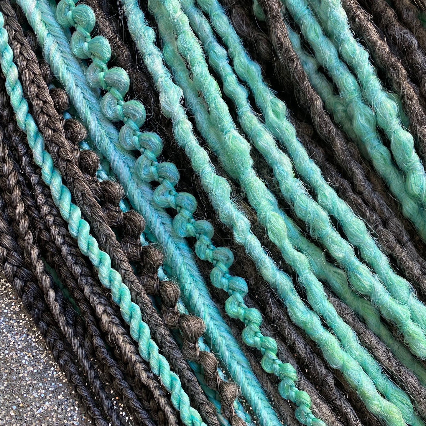 Synthetic Dreadlocks Gray Turquoise mix