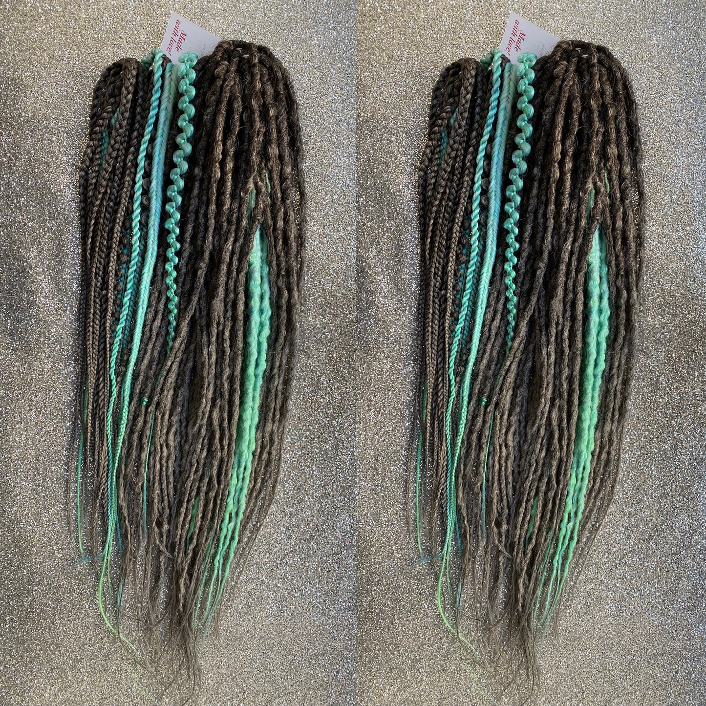 Synthetic Dreadlocks Gray Turquoise mix