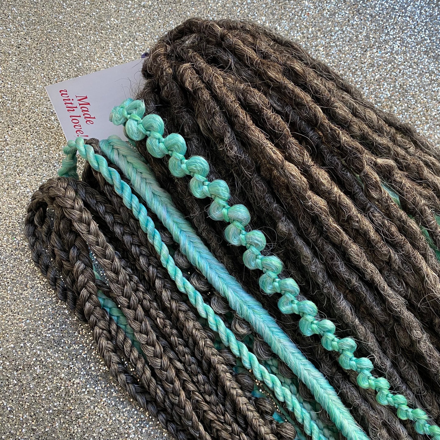 Synthetic Dreadlocks Gray Turquoise mix