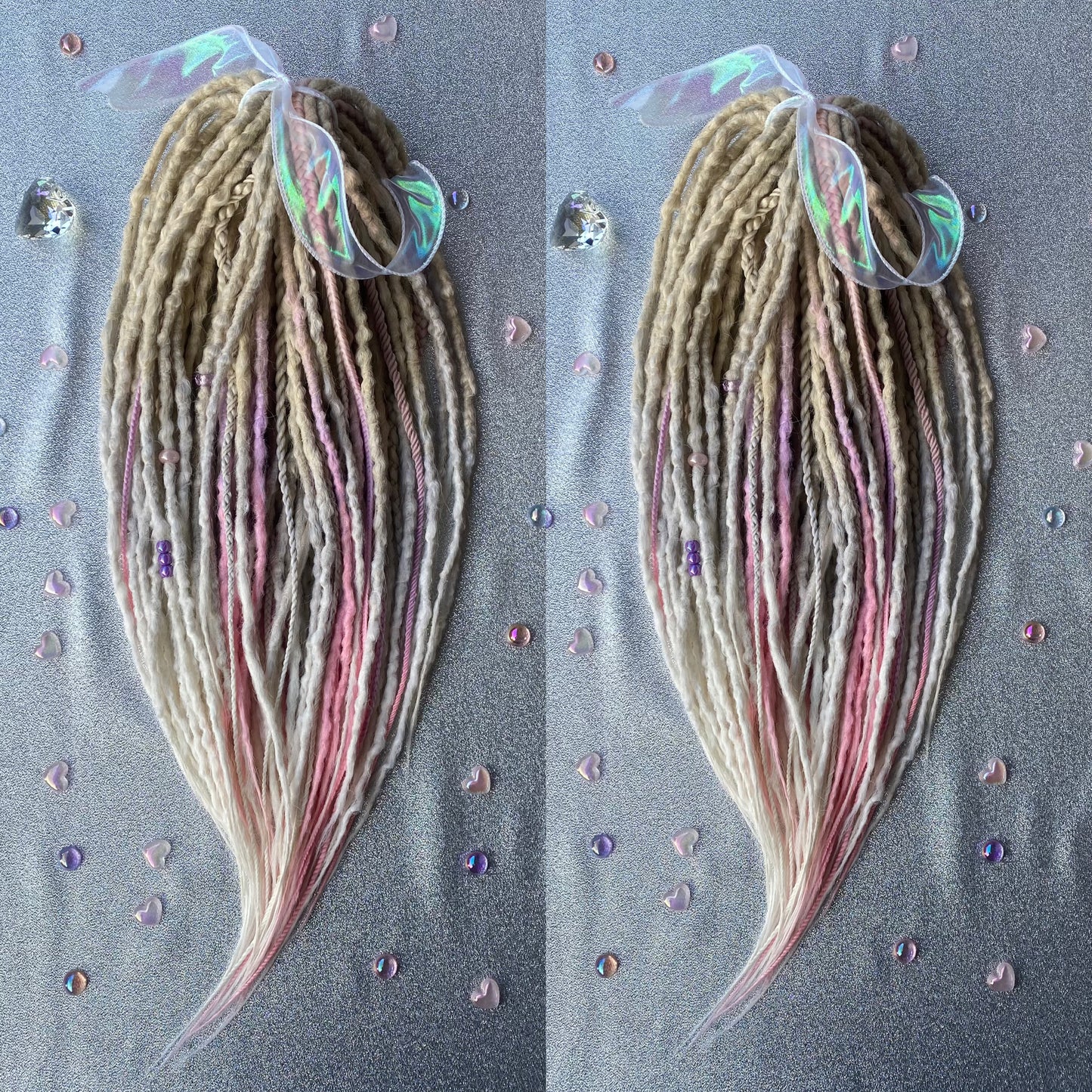 Synthetic Dreadlocks with Braids Blonde Ombre and Pink\Purple