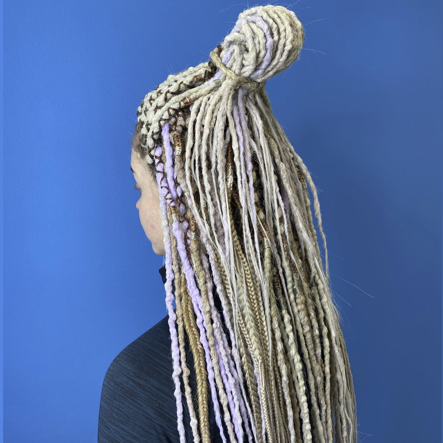 Blonde Ombre Synthetic Dreads with Lilac Shades