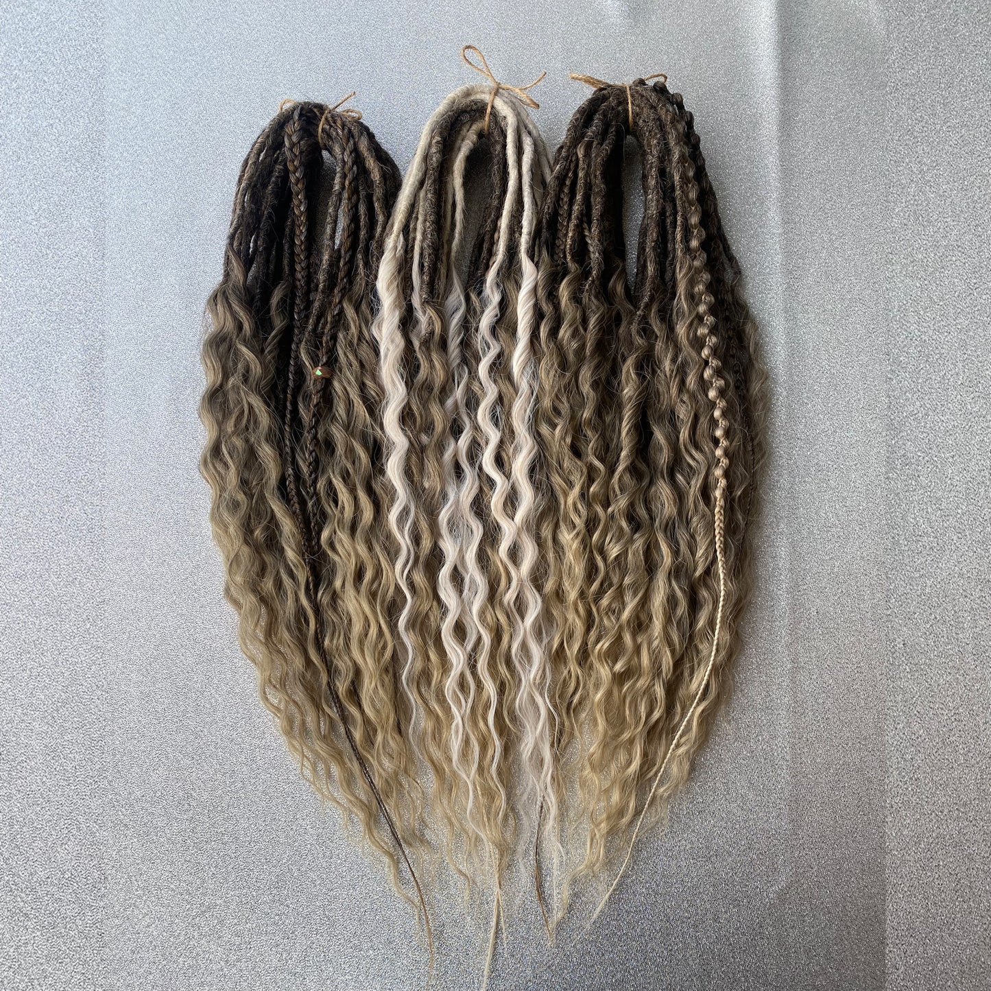 Brown and Blonde Ombre Synthetic Curly Dreadlocks