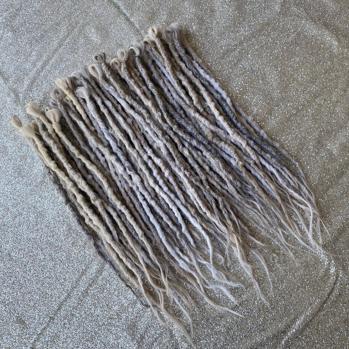 Gray Ashy Mix Synthetic Crochet Dreadlocks Lumpy Texture Hair Extensions