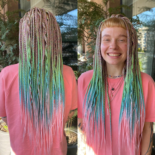 Rainbow Synthetic Braids Hair Extensions