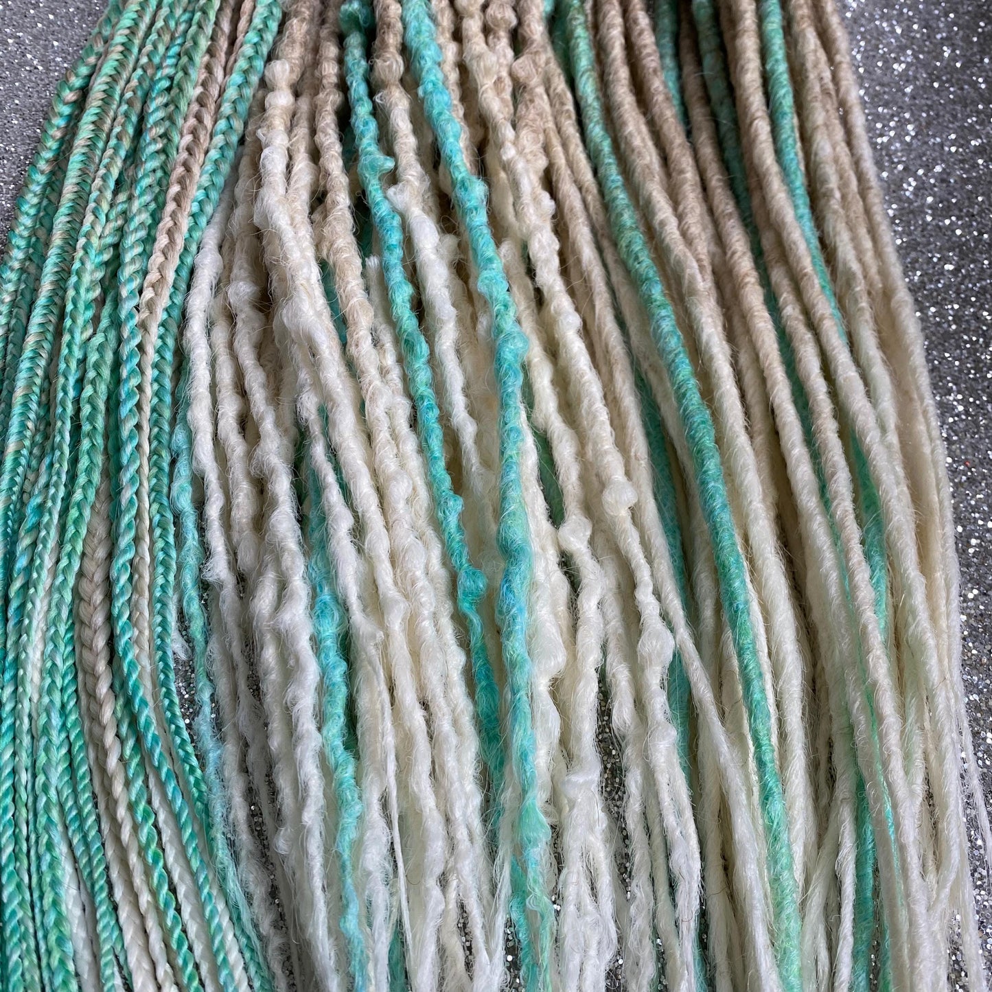 Synthetic Dreadlocks with Braids Blonde Ombre and Green Accents