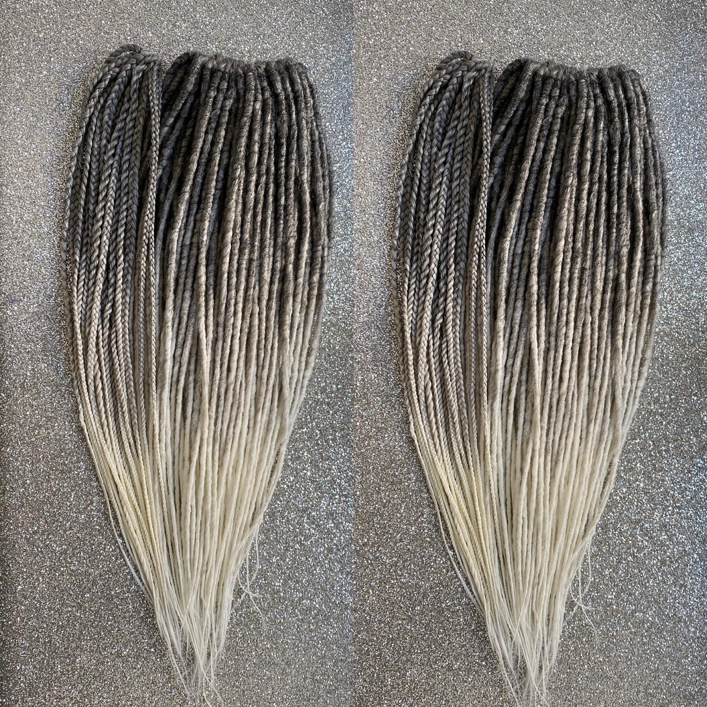 Synthetic Dreadlockswith Braids Gray to White Ombre