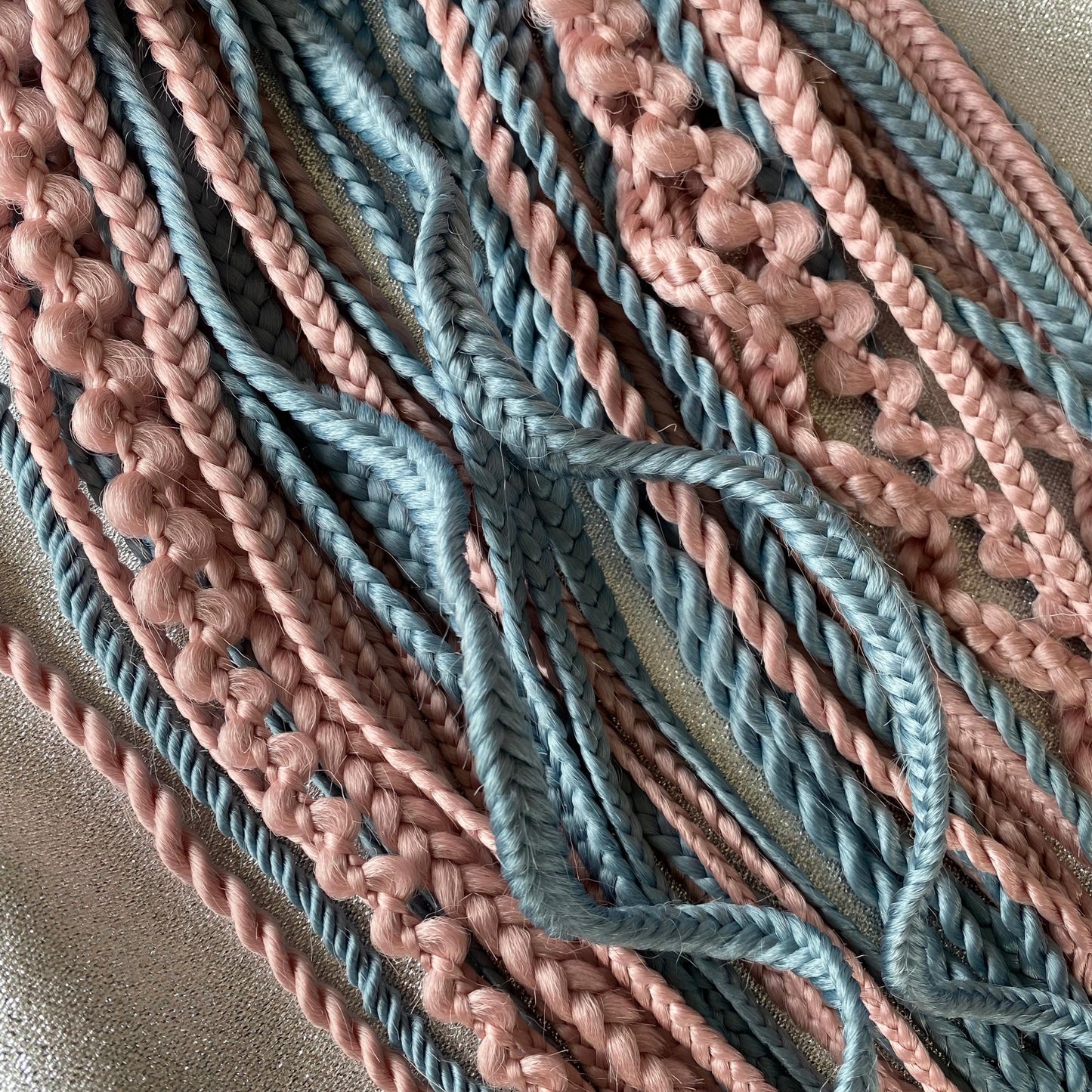 Synthetic Braids Hair Extensions Dusty Pink and Blue