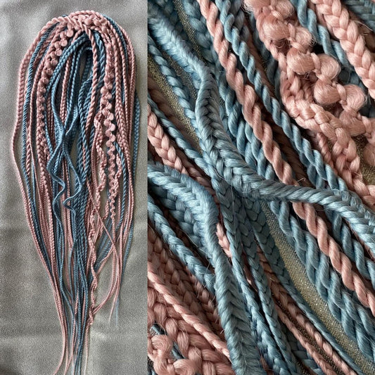 Synthetic Braids Hair Extensions Dusty Pink and Blue