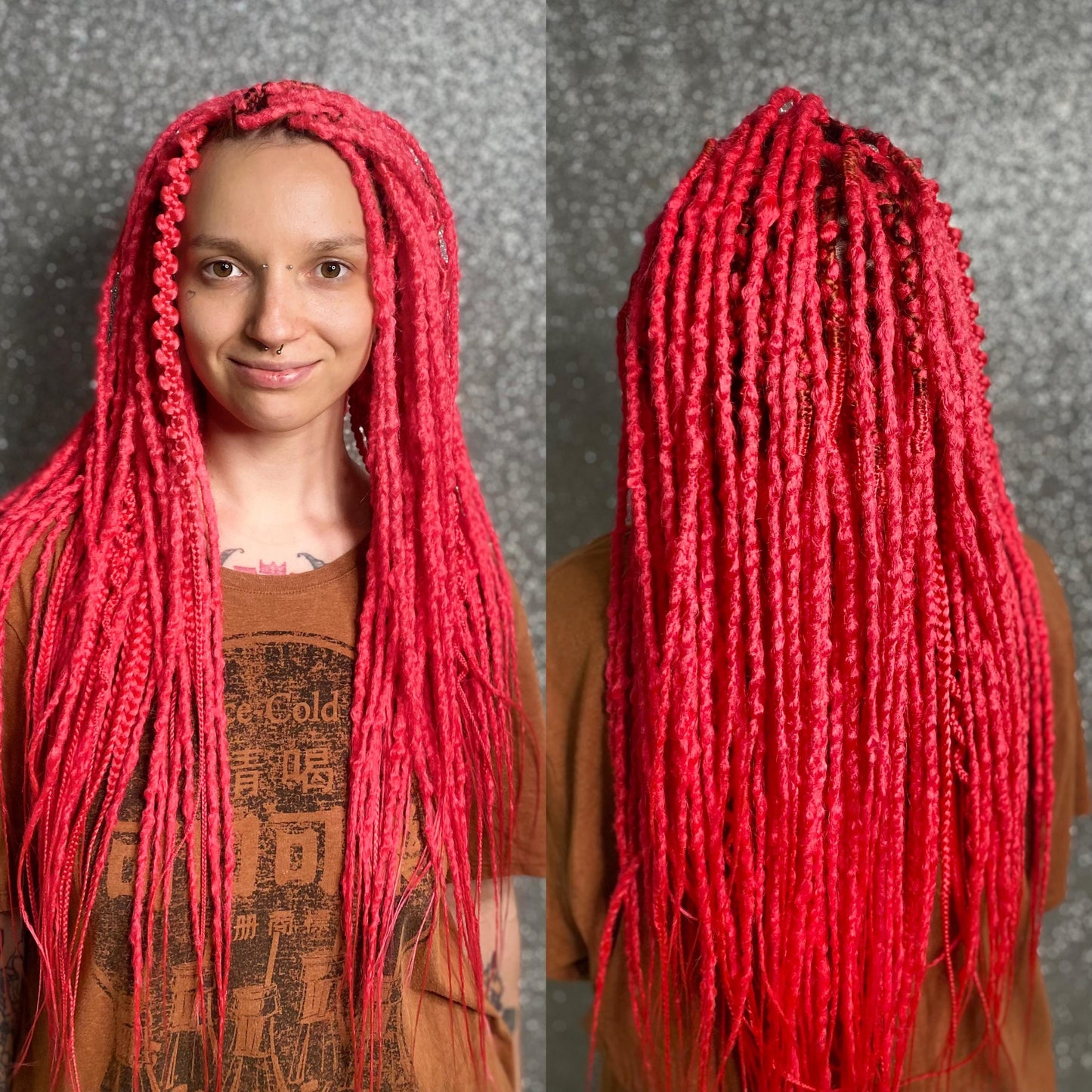 Red Crochet Synthetic Dreadlocks