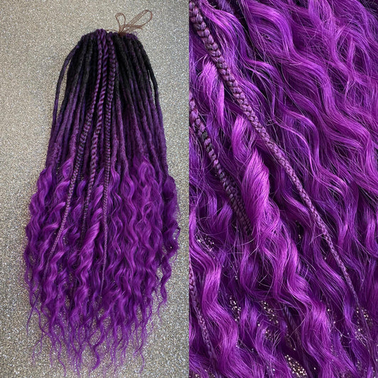 Curly Loose Ends Purple Synthetic Dreadlocks