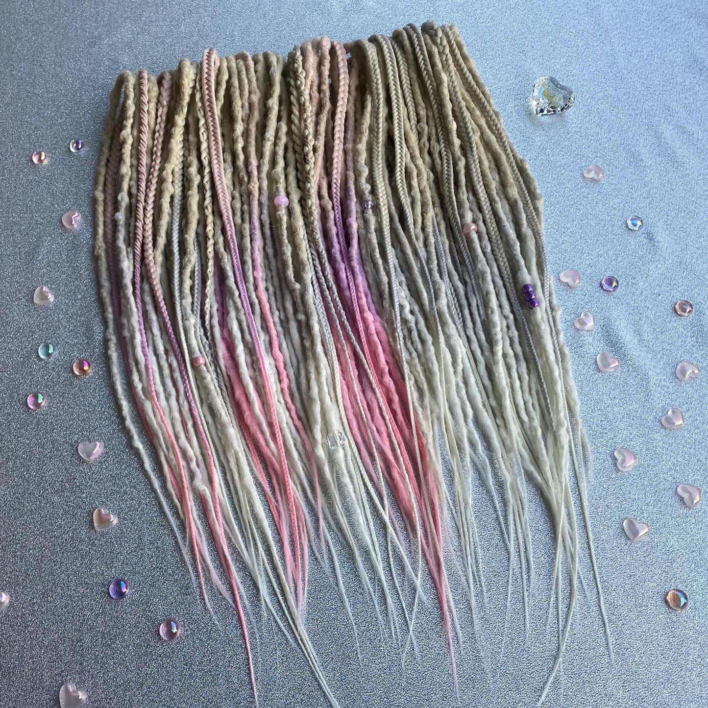 Synthetic Dreadlocks with Braids Blonde Ombre and Pink\Purple