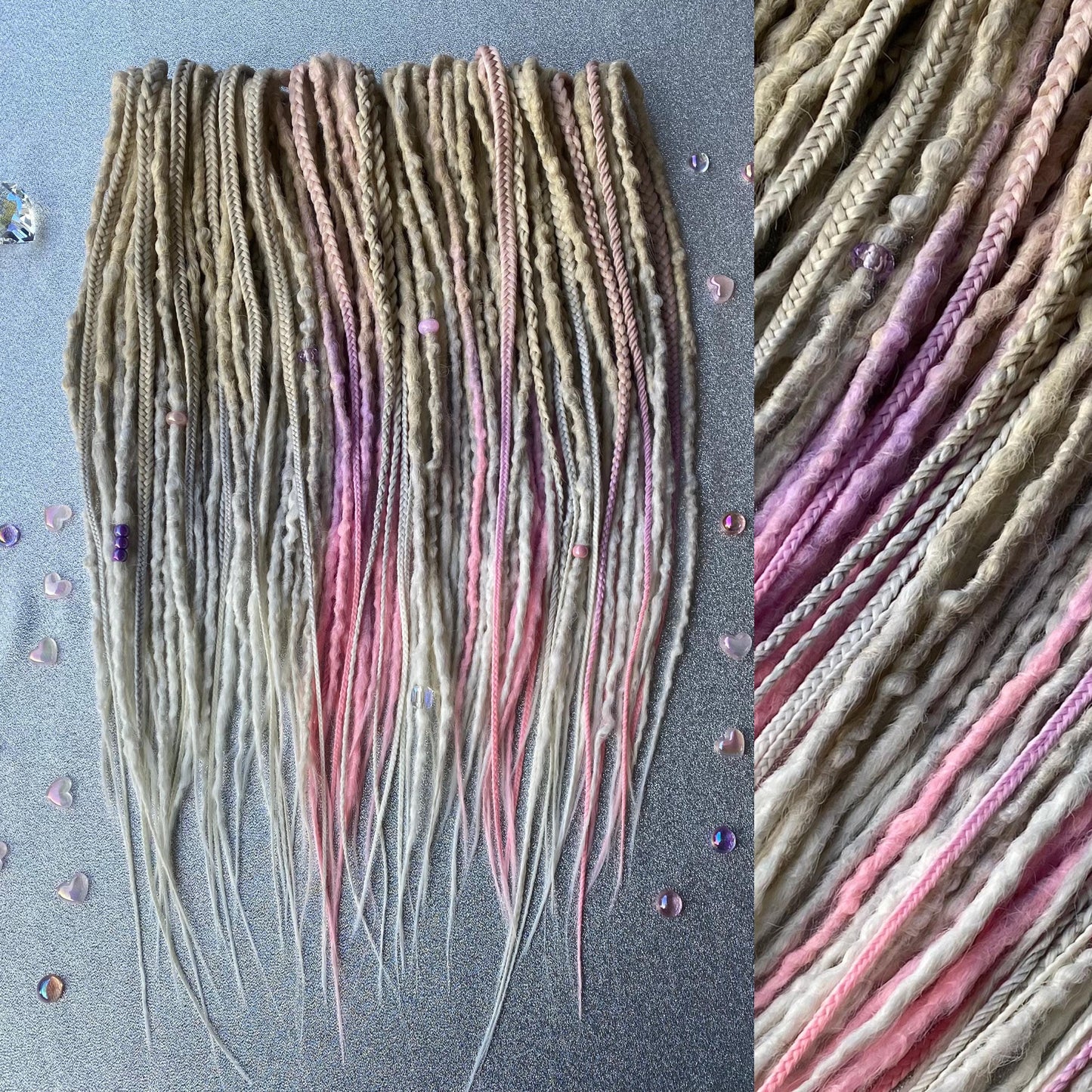 Synthetic Dreadlocks with Braids Blonde Ombre and Pink\Purple