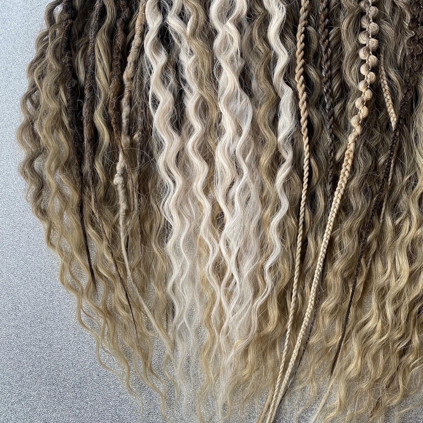 Brown and Blonde Ombre Synthetic Curly Dreadlocks