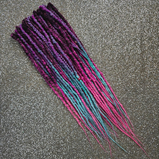 Purple and Pink Ombre Synthetic Dreadlocks with Braids