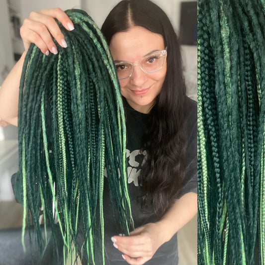 Emerald Synthetic Crochet Dreadlocks with Braids