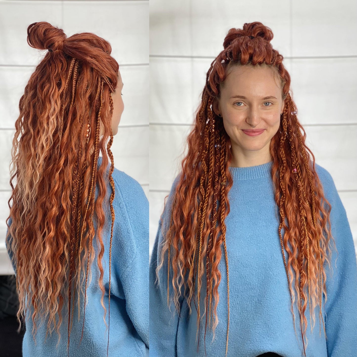 Synthetic Curly DreadlocksRed Ginger Ombre