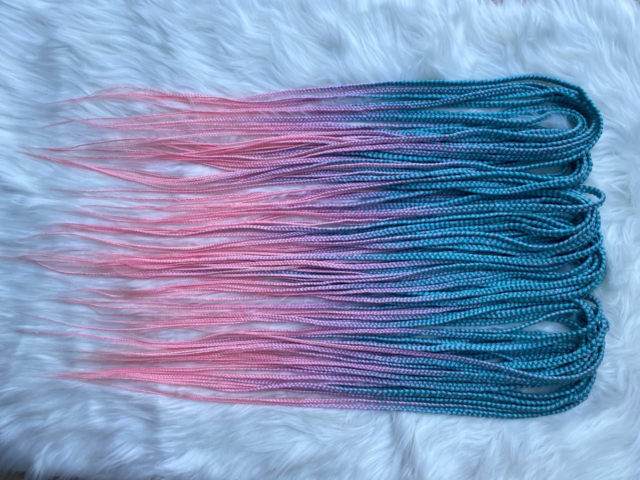 Blue Purple Pink Synthetic Braids