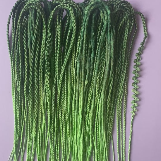 emerald green synthetic dreadlocks hair extensions with decorative braids