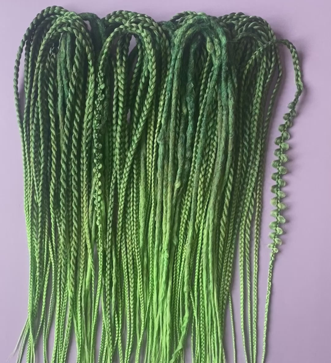 emerald green synthetic dreadlocks hair extensions with decorative braids