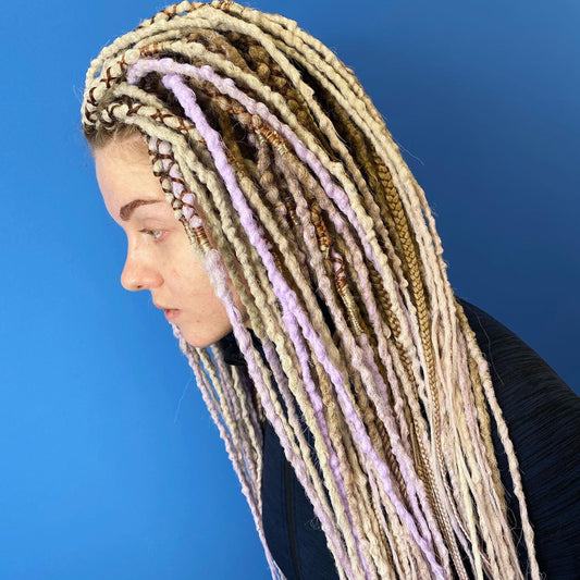 Blonde Ombre Synthetic Dreads with Lilac Shades