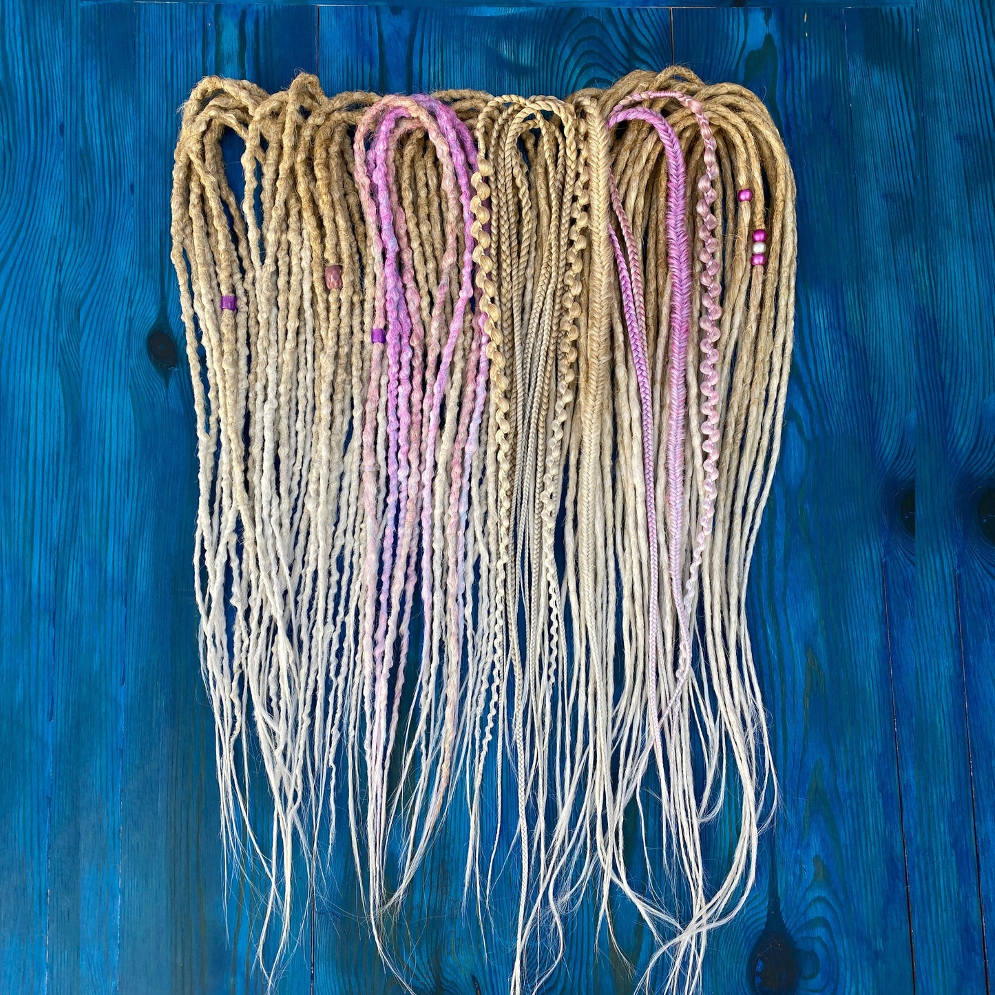 Synthetic Blonde Dreads Full Set with Lilac Accents