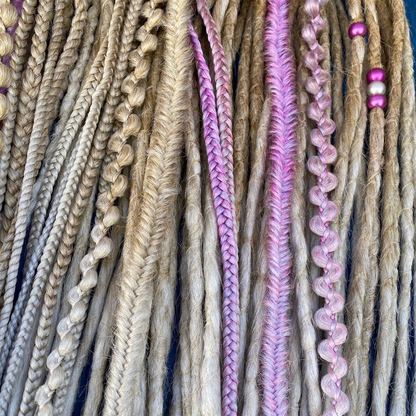 Synthetic Blonde Dreads Full Set with Lilac Accents