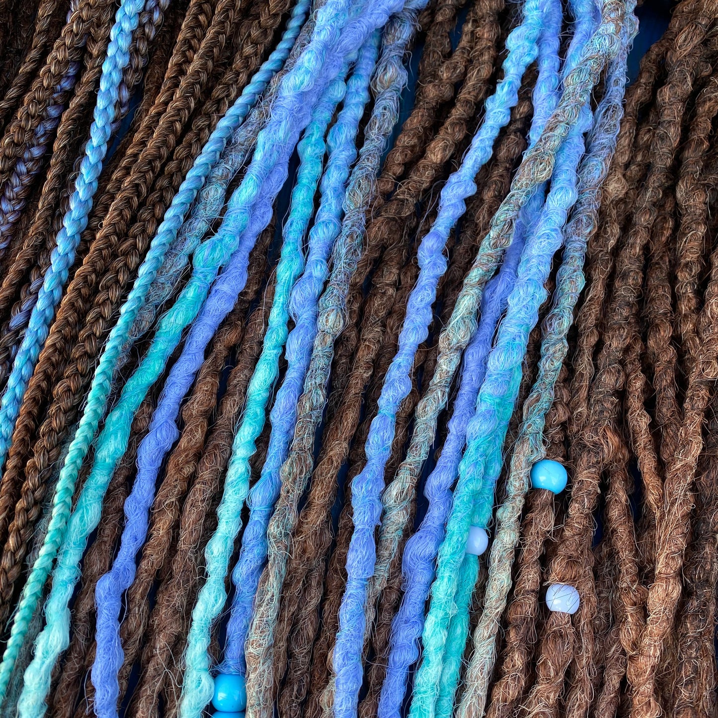 Brown ombre Synthetic Dreadlockswith Blue Accents