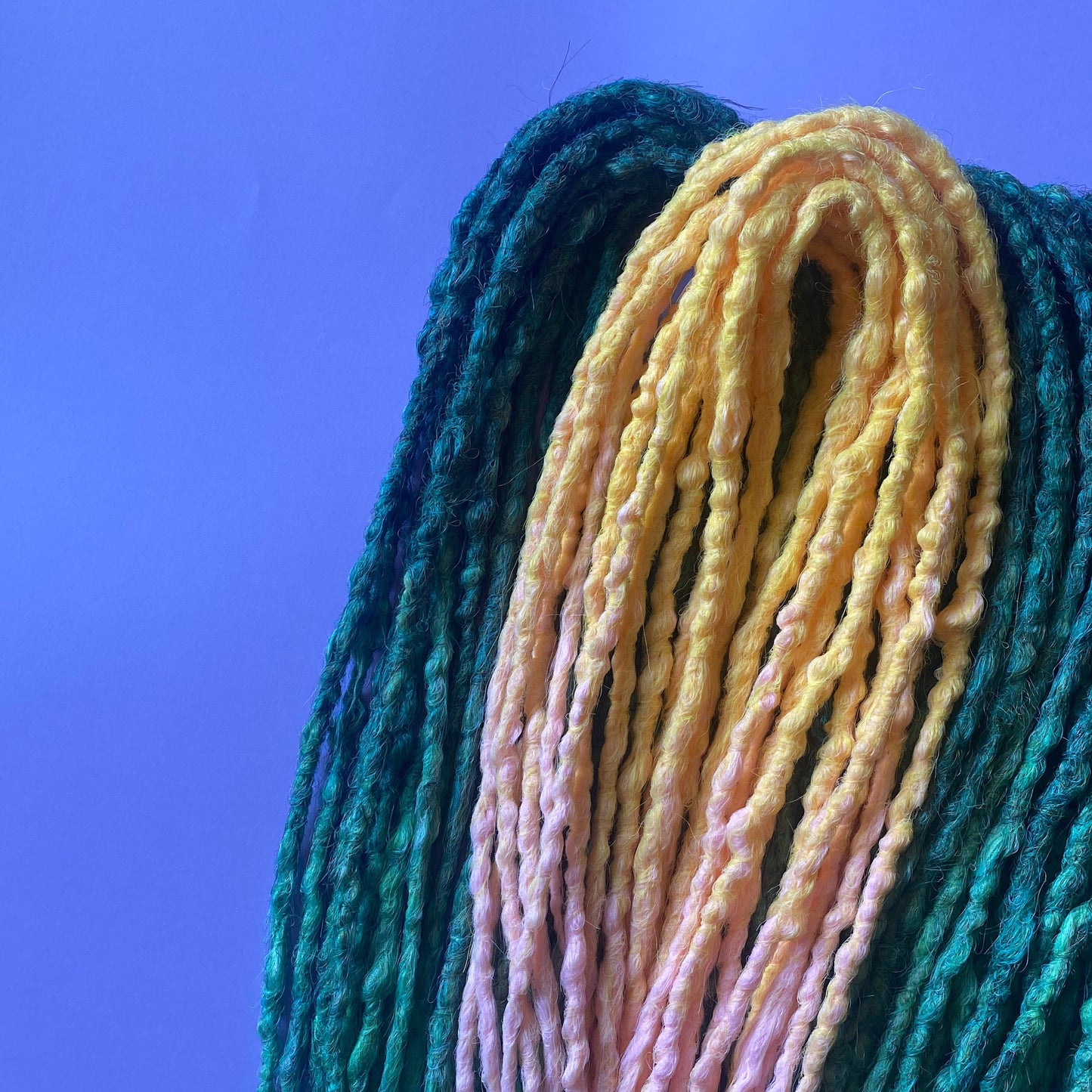 Green Ombre Synthetic Dreads with Bright Accents