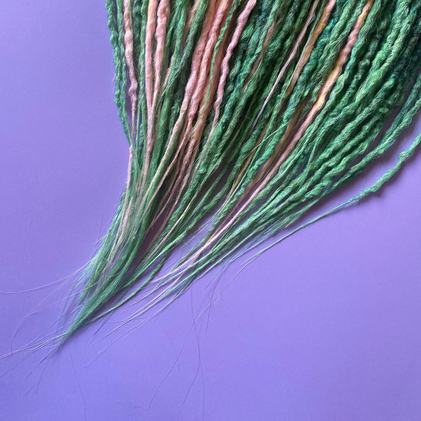 Green Ombre Synthetic Dreads with Bright Accents