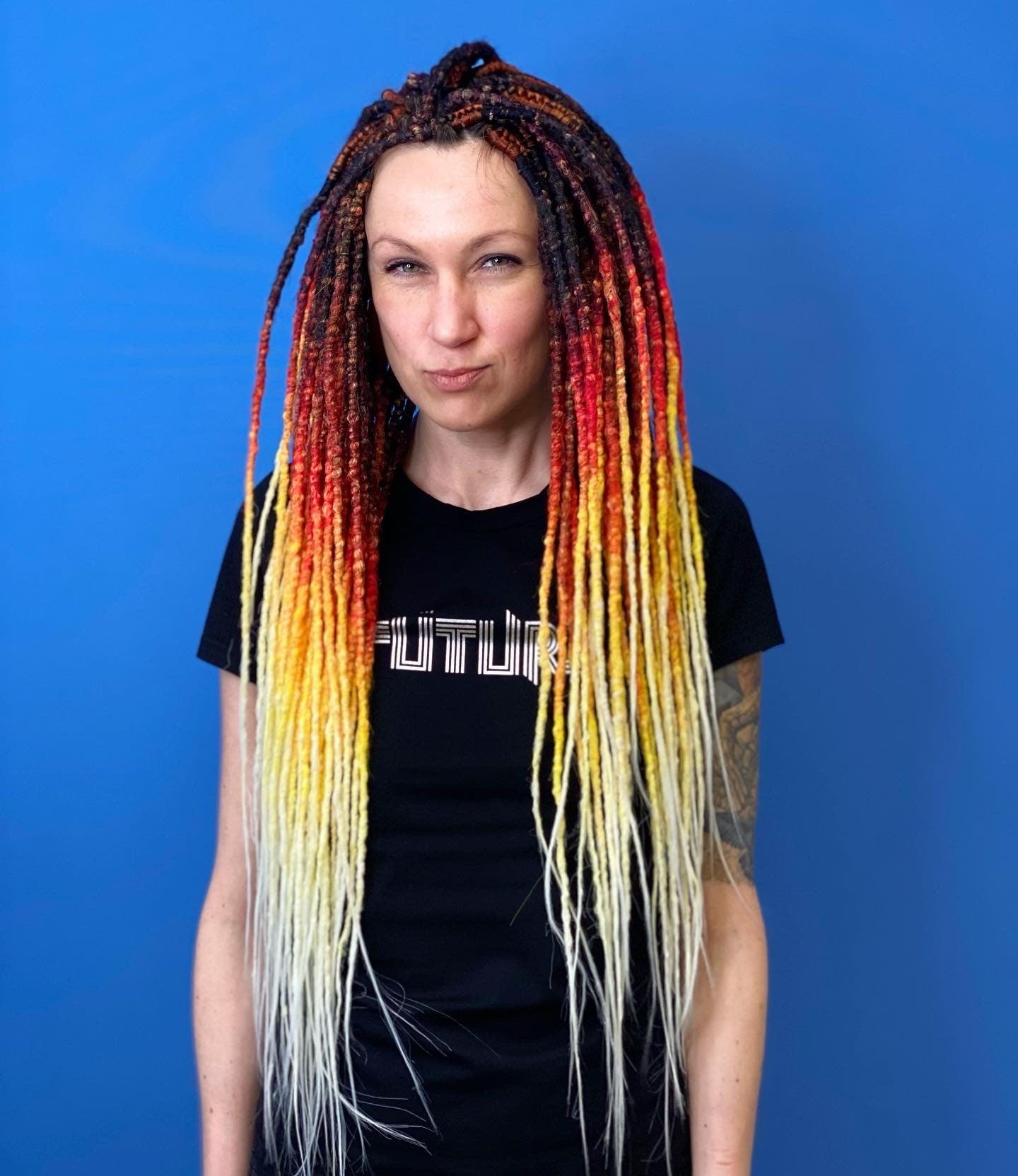 Synthetic Dreadlocks Red to Yellow Ombre