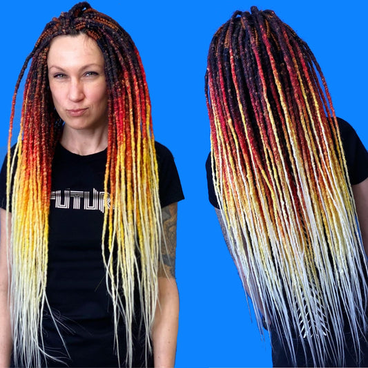 Synthetic Dreadlocks Red to Yellow Ombre