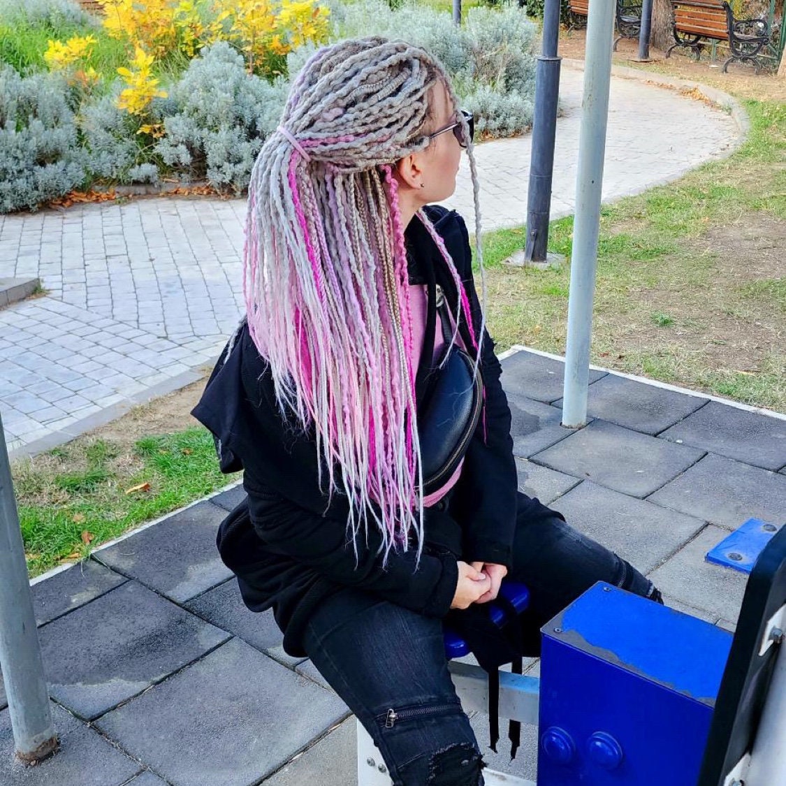 Blonde to Pink Lumpy Dreadlocks