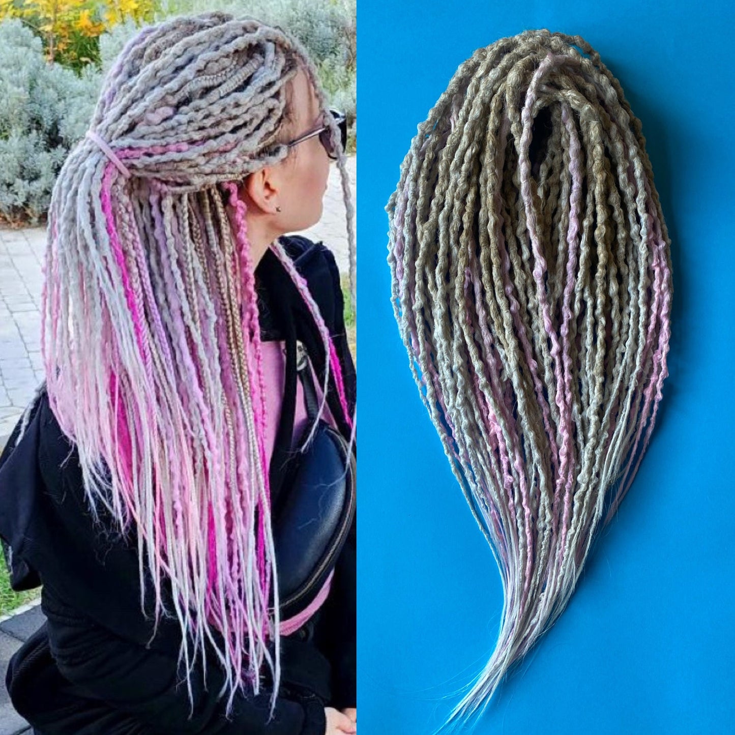 Blonde to Pink Lumpy Dreadlocks