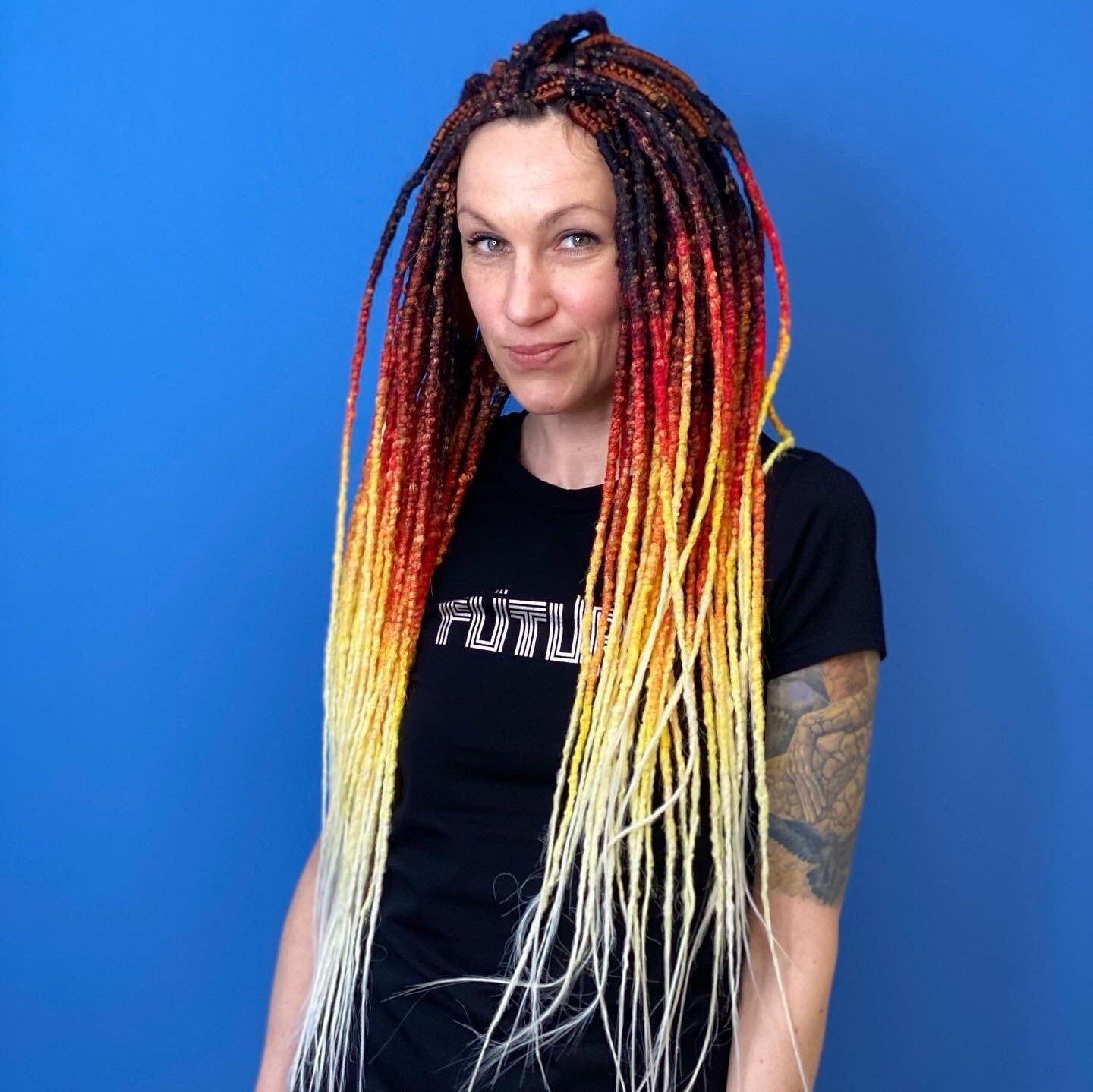 Synthetic Dreadlocks Red to Yellow Ombre