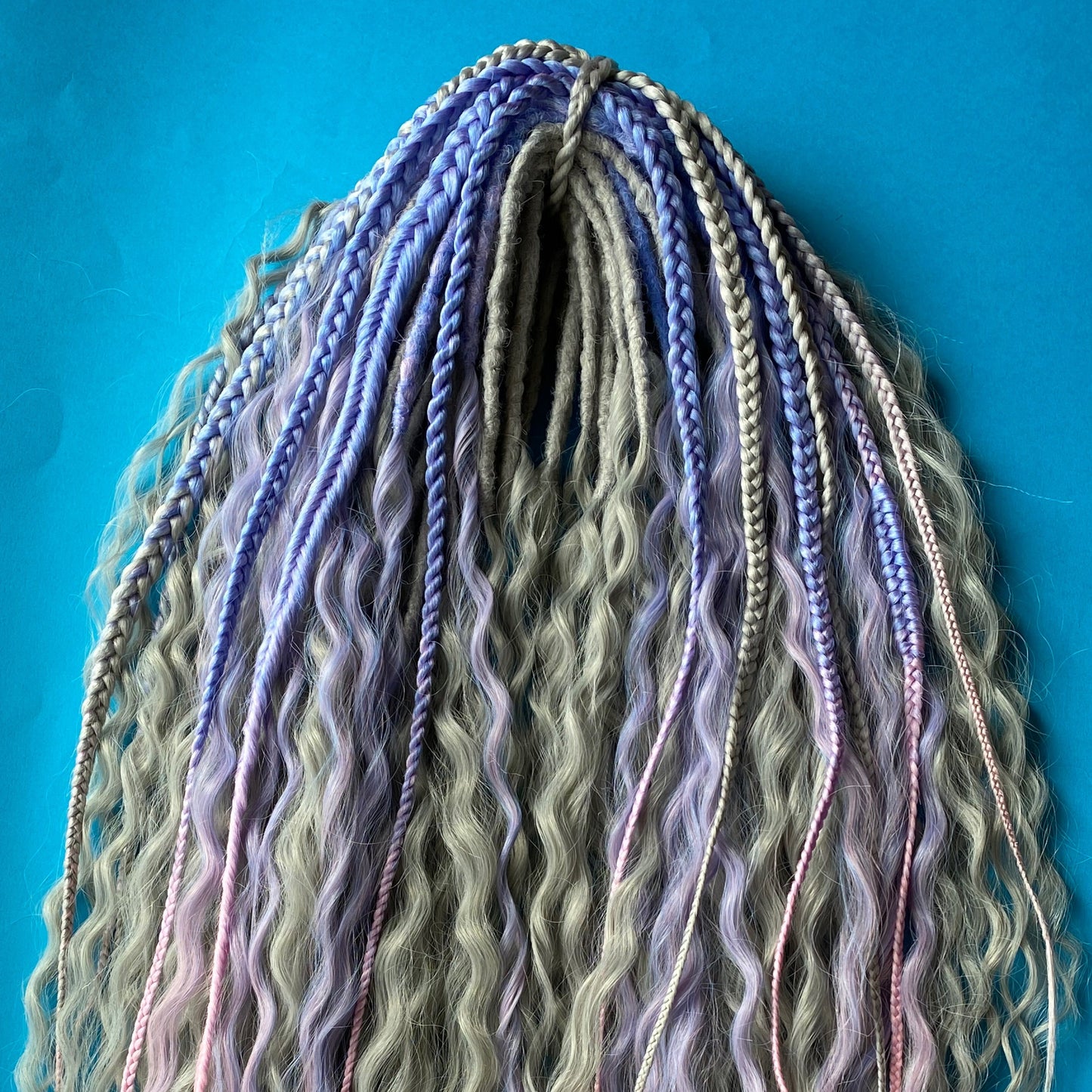 Blonde Wavy Dreadlocks with Lilac and Pink Accents