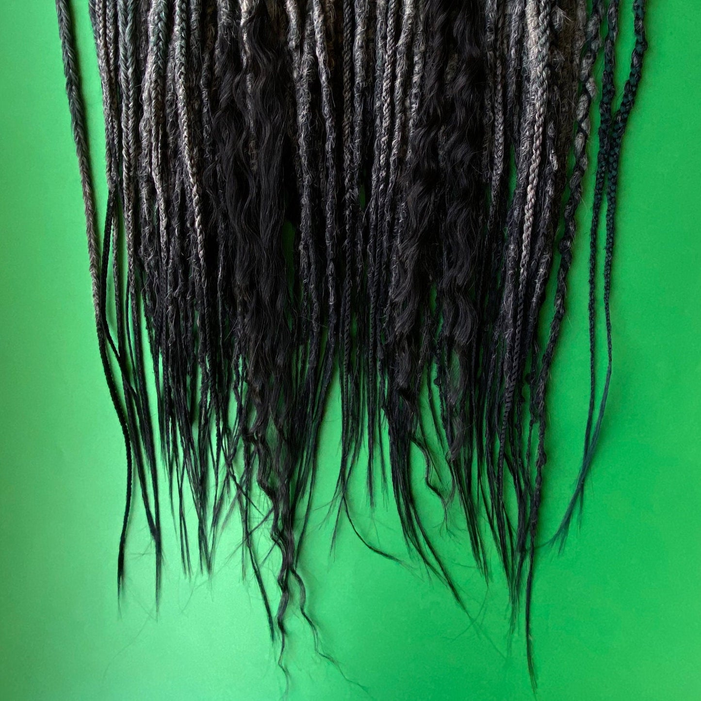 Forest Green and Gray Synthetic Dreadlocks