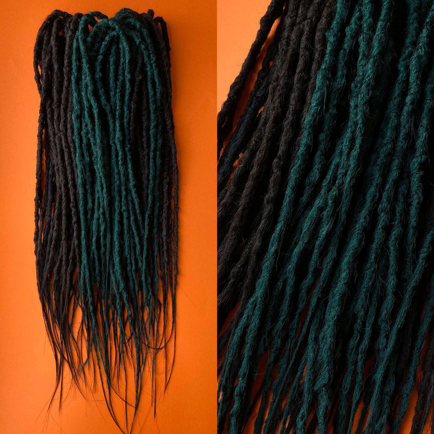 Deep Brown Synthetic Dreadlocks with Green Accents