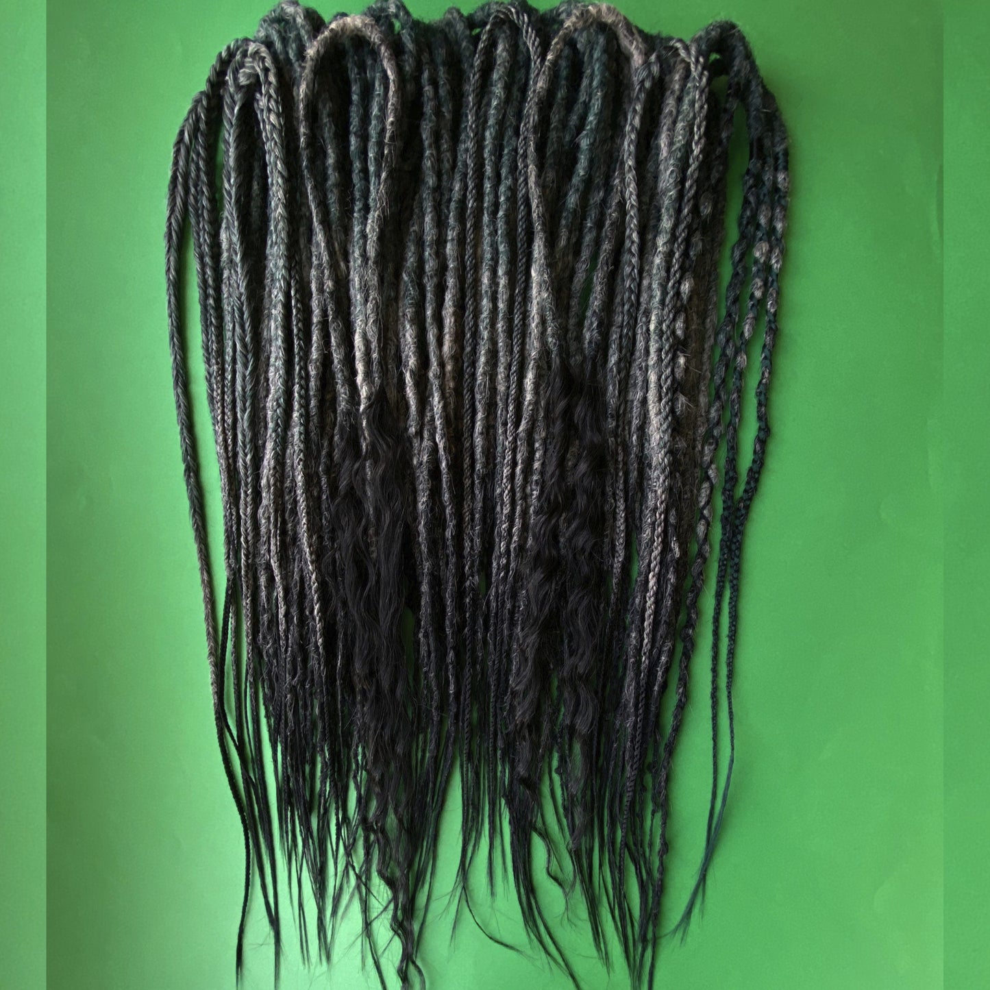 Forest Green and Gray Synthetic Dreadlocks