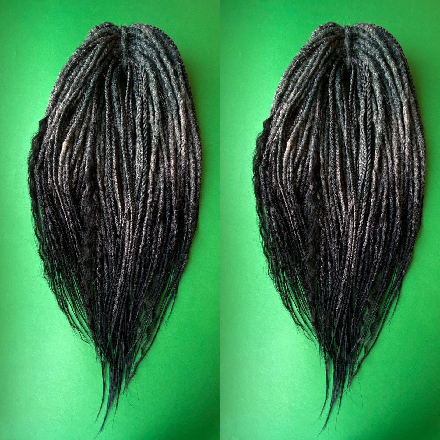 Forest Green and Gray Synthetic Dreadlocks