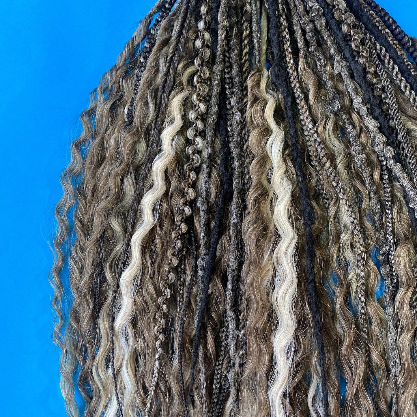 Boho Blonde and Brown Synthetic Curly Dreadlocks