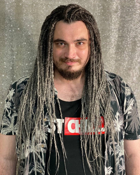 Men's Wolf Gray Synthetic Dreadlocks