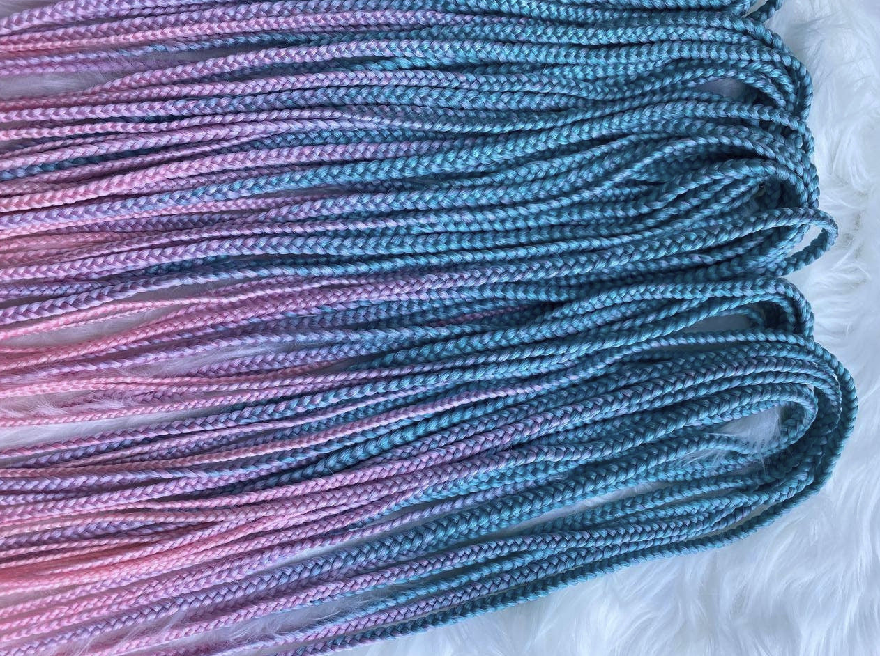 Blue Purple Pink Synthetic Braids