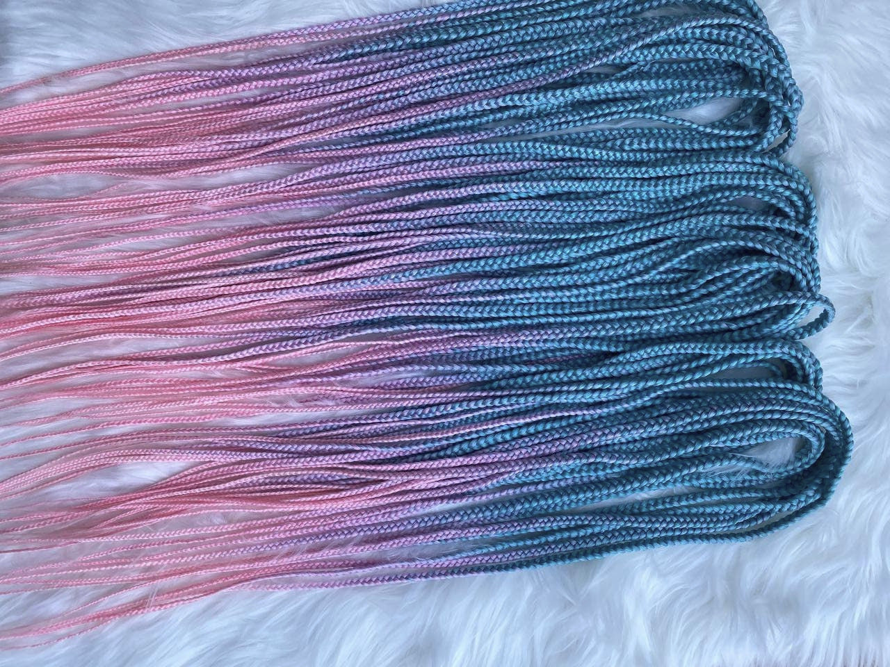 Blue Purple Pink Synthetic Braids