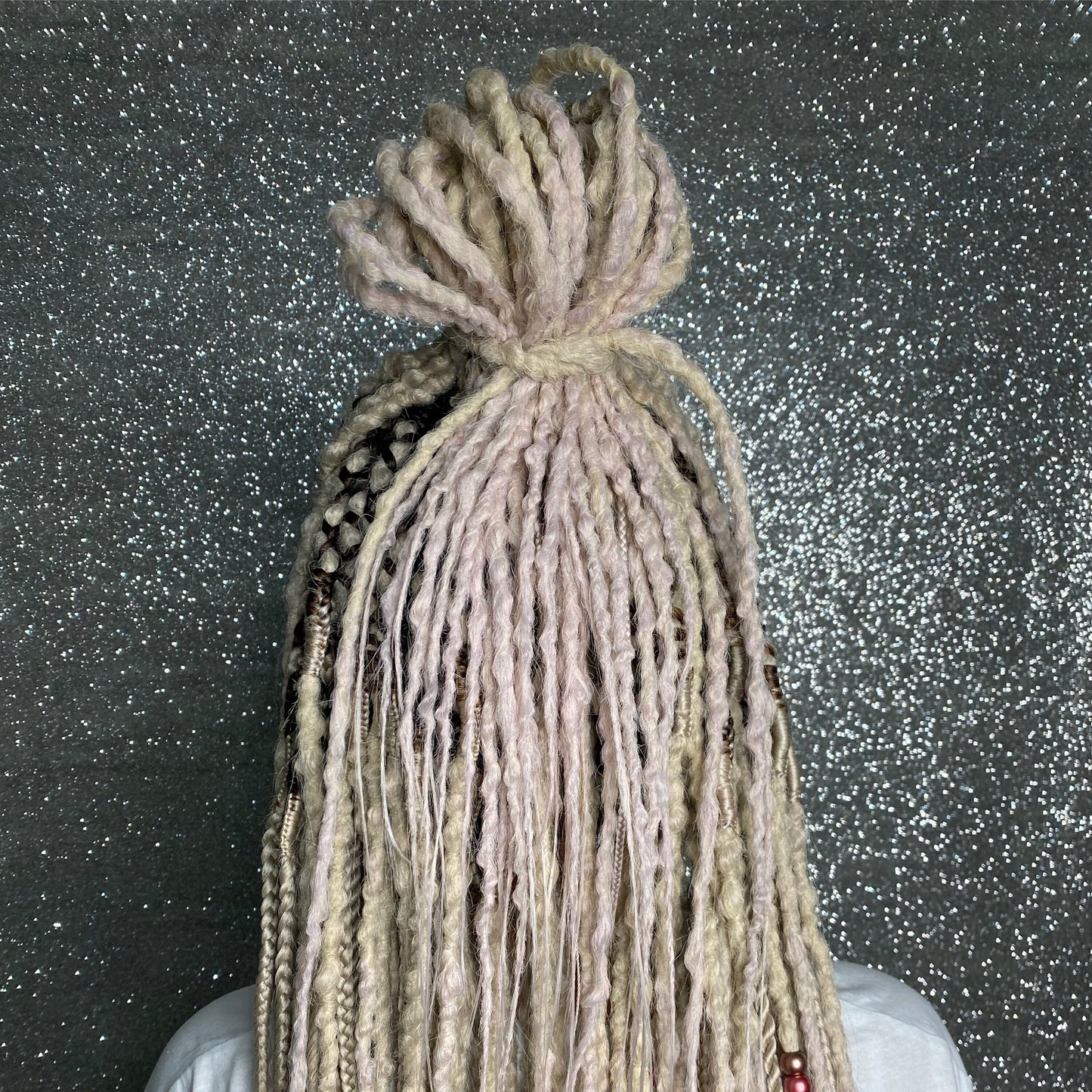 Blonde to Lavender and Pink Synthetic Dreads