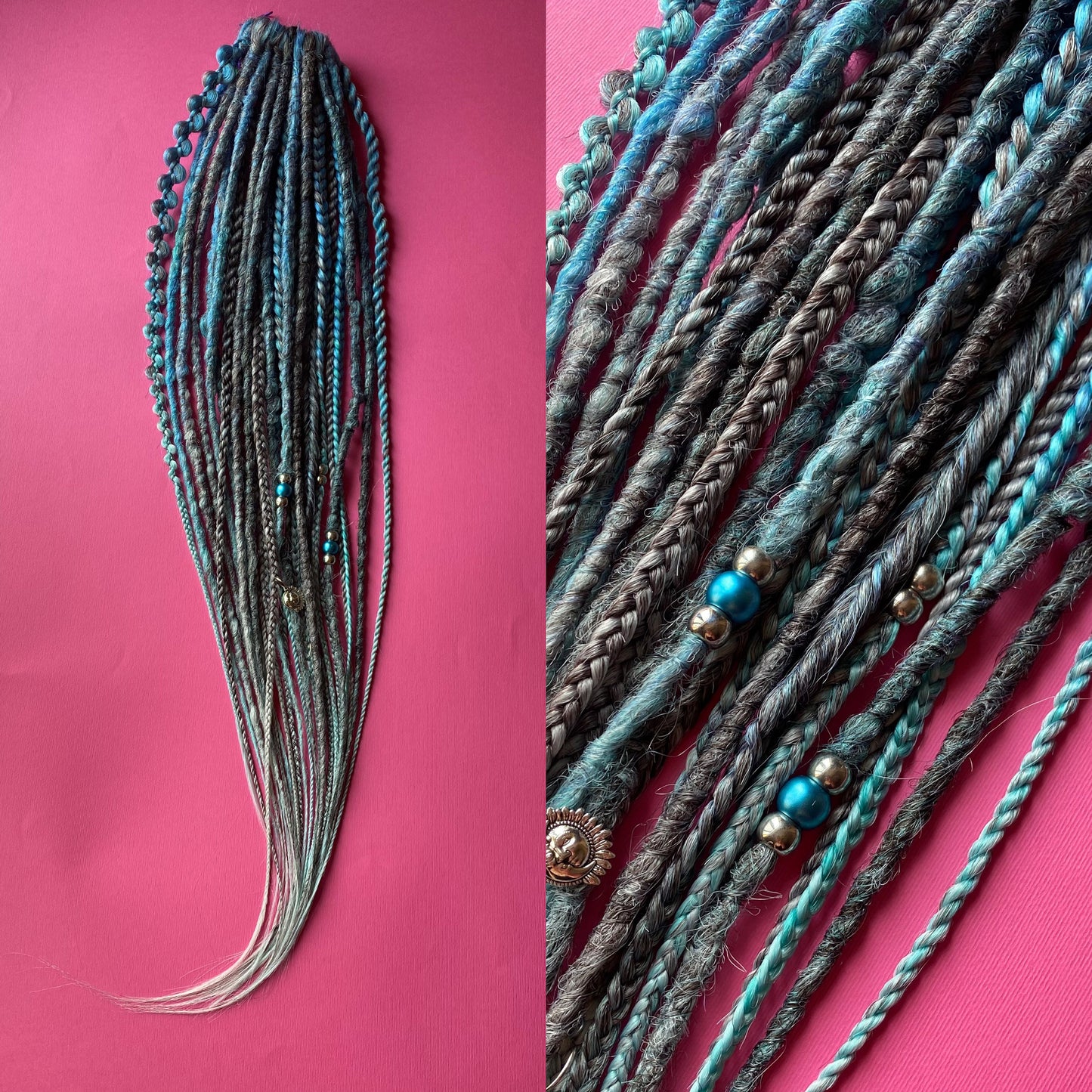 Blue and Gray Synthetic Dreadlocks