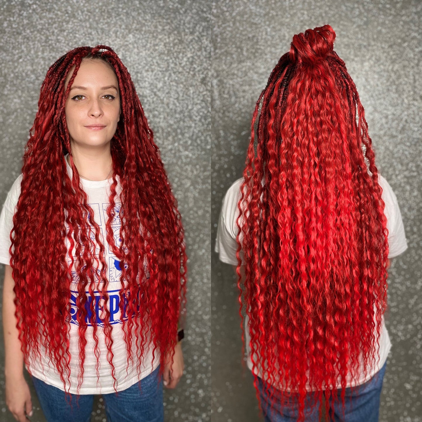 Bright Red Curly Dreadlocks 30 in